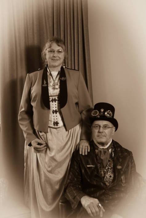 The Colonial and Mrs Hudson from the Wellington Steampunk Group