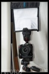 The rogue lightbended and diffusion panel fits over the camera mounted speedlight
